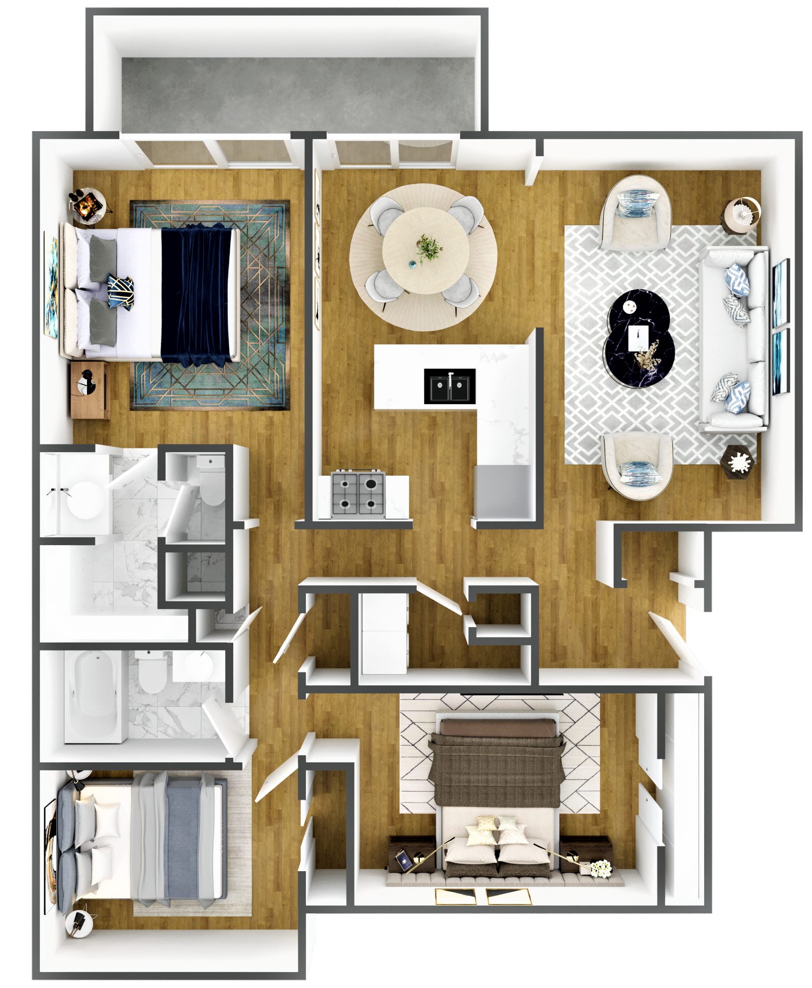 Three Bedroom Two Bath floor plan
